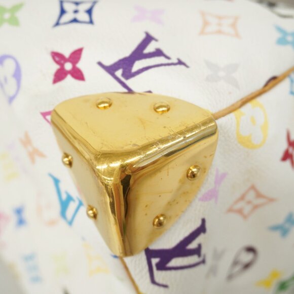 Louis Vuitton Speedy Multicolor 30 Monogram Sac Hand Bag White Tote Purse - Picture 15 of 16